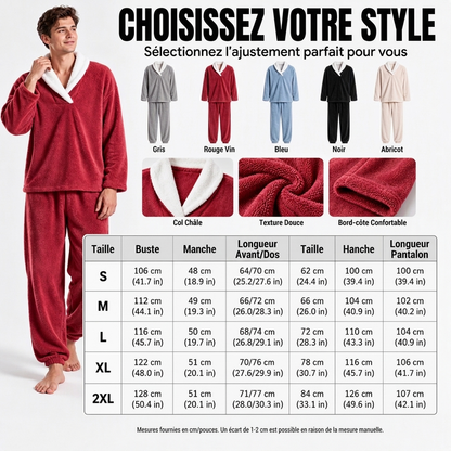 Ensemble Pyjama Homme Confortable et Chaud en Peluche