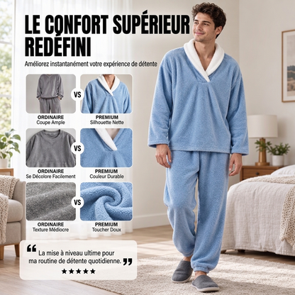 Ensemble Pyjama Homme Confortable et Chaud en Peluche