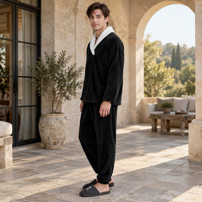 Ensemble Pyjama Homme Confortable et Chaud en Peluche