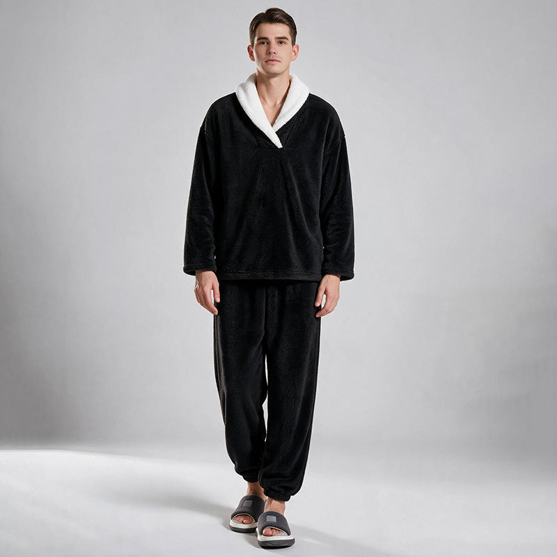 Ensemble Pyjama Homme Confortable et Chaud en Peluche
