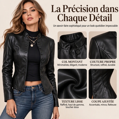 Blouson en simili cuir près du corps pour femme