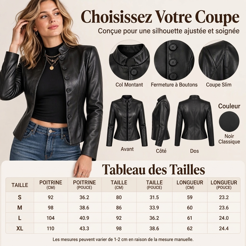 Blouson en simili cuir près du corps pour femme