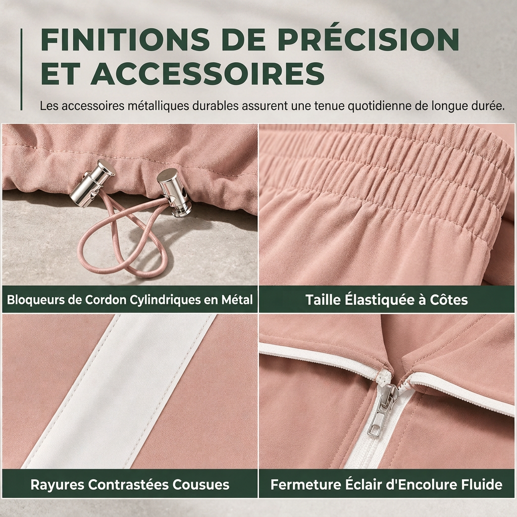 Ensemble décontracté 2 pièces pour femme : sweat à capuche zippé à manches longues et pantalon cargo jogger avec poches
