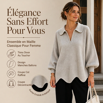💖Soldes ! Prix cassés💖Pull élégant pour femmes avec col en V et manches lanterne