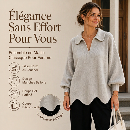 💖Soldes ! Prix cassés💖Pull élégant pour femmes avec col en V et manches lanterne
