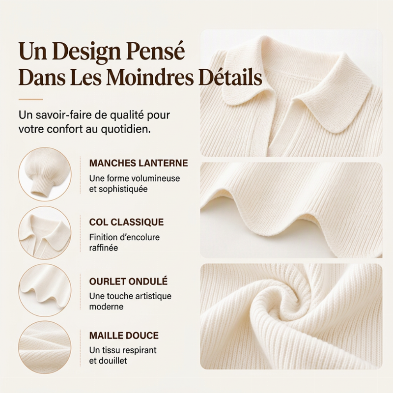 💖Soldes ! Prix cassés💖Pull élégant pour femmes avec col en V et manches lanterne