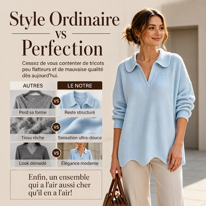 💖Soldes ! Prix cassés💖Pull élégant pour femmes avec col en V et manches lanterne