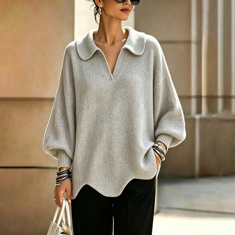 💖Soldes ! Prix cassés💖Pull élégant pour femmes avec col en V et manches lanterne