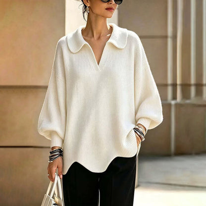 💖Soldes ! Prix cassés💖Pull élégant pour femmes avec col en V et manches lanterne