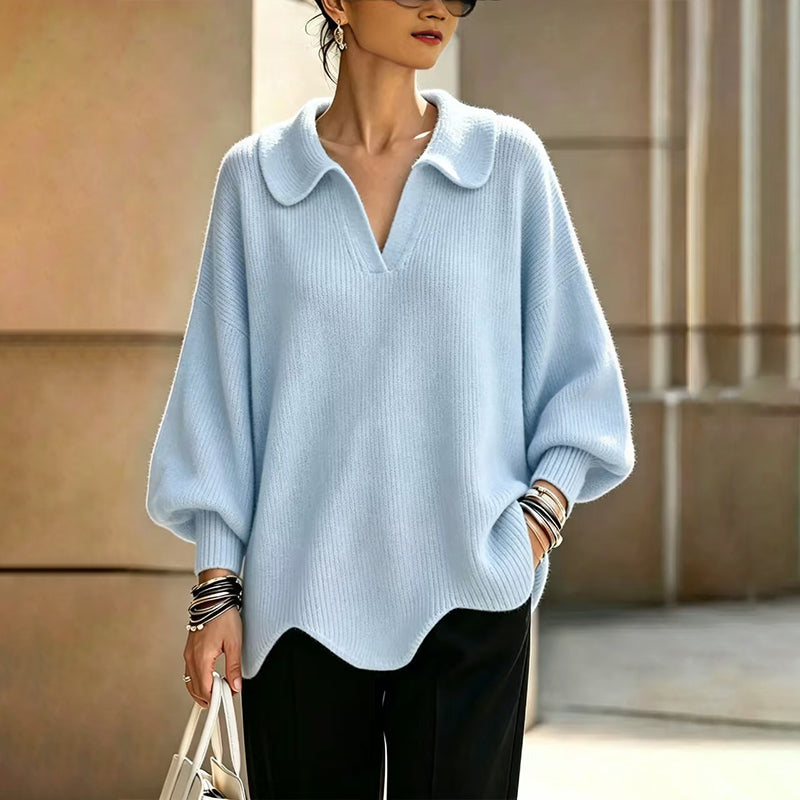 💖Soldes ! Prix cassés💖Pull élégant pour femmes avec col en V et manches lanterne