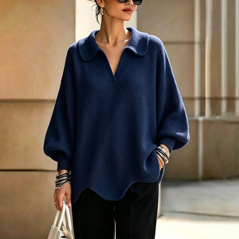💖Soldes ! Prix cassés💖Pull élégant pour femmes avec col en V et manches lanterne