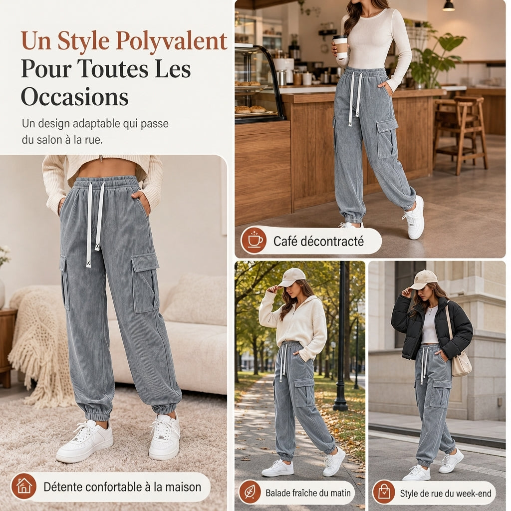 💖Soldes ! Prix cassés💖Pantalon de jogging décontracté en velours côtelé pour femmes