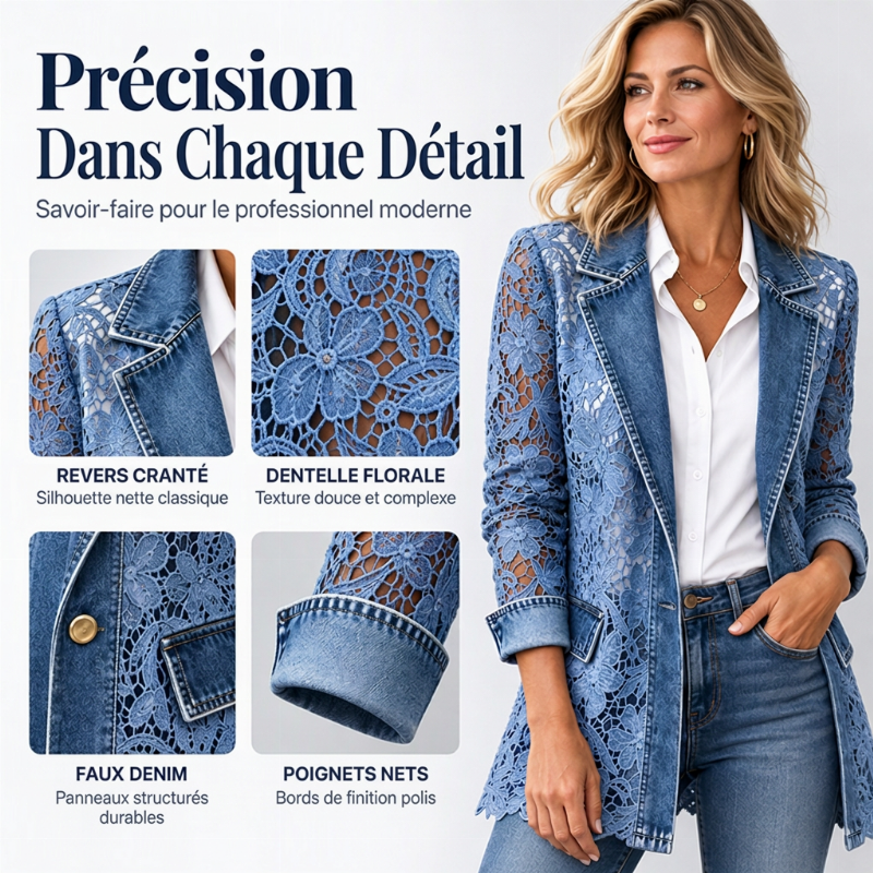 💖Soldes ! Prix cassés💖Veste en dentelle florale élégante pour femme à découpes