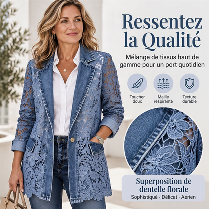 💖Soldes ! Prix cassés💖Veste en dentelle florale élégante pour femme à découpes