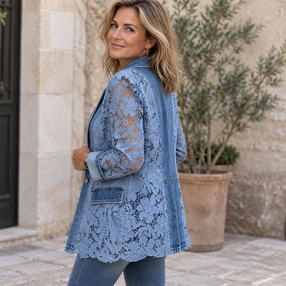 💖Soldes ! Prix cassés💖Veste en dentelle florale élégante pour femme à découpes