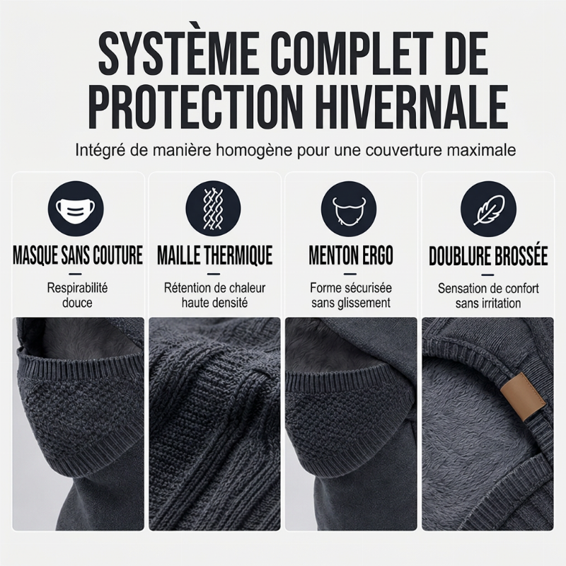 Bonnet thermique d'hiver pour femme avec masque facial intégré