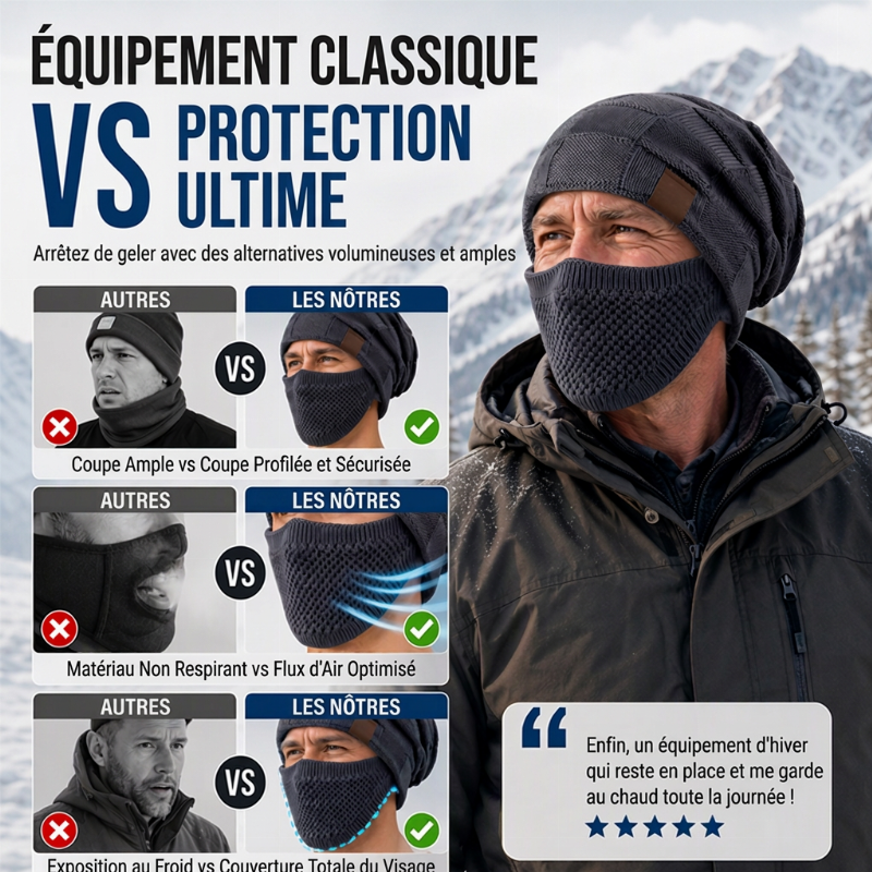 Bonnet thermique d'hiver pour femme avec masque facial intégré