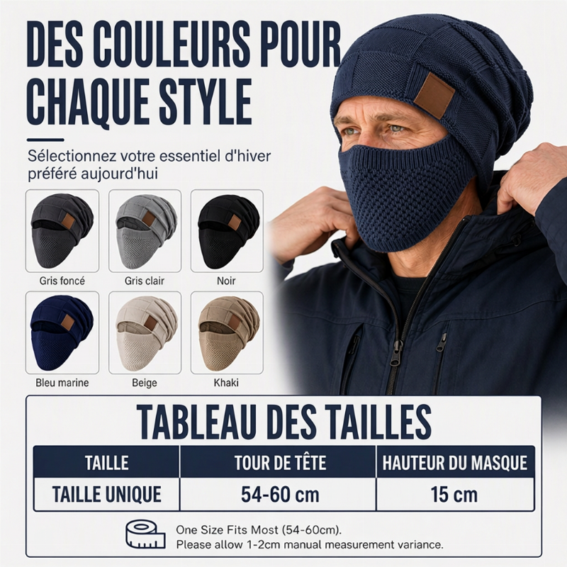 Bonnet thermique d'hiver pour femme avec masque facial intégré