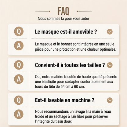 Bonnet thermique d'hiver pour femme avec masque facial intégré