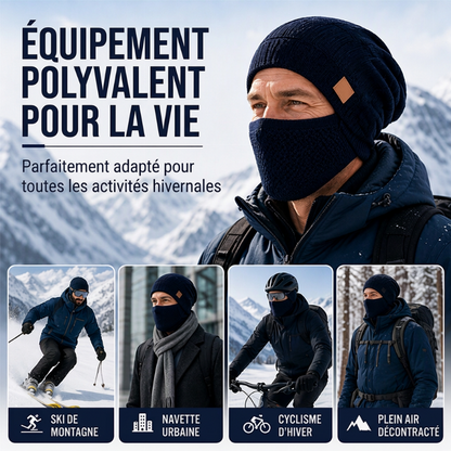 Bonnet thermique d'hiver pour femme avec masque facial intégré