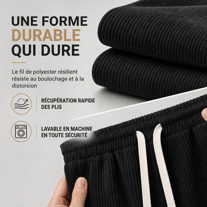 Pantalon décontracté en velours côtelé léger pour homme, coupe ample et jambe droite