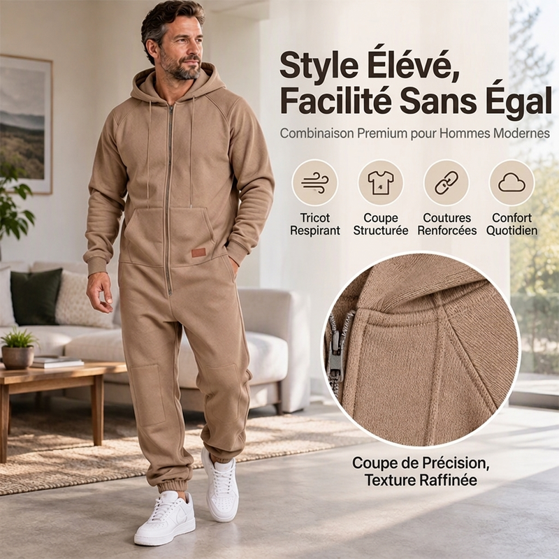 Combinaison à capuche thermique décontractée et confortable pour homme