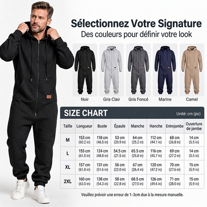 Combinaison à capuche thermique décontractée et confortable pour homme
