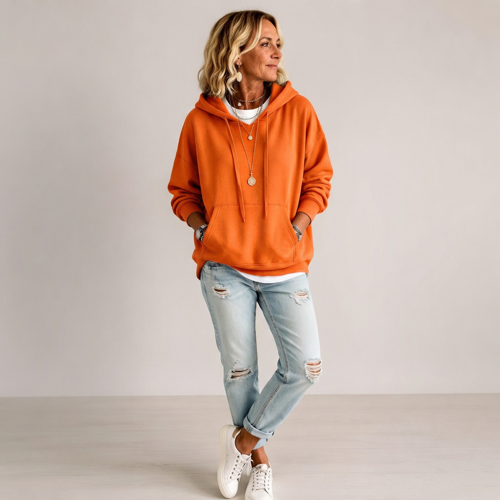 Hoodie oversize à cordon de serrage pour femme