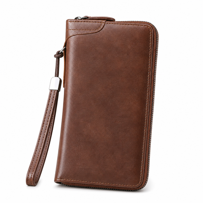 Portefeuille long à fermeture éclair pour homme, grande capacité, étui pour cartes multifonctionnel, pochette