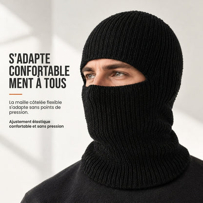 Cagoule tricotée chaude pour homme, bonnet d'hiver coupe-vent et masque facial pour temps froid