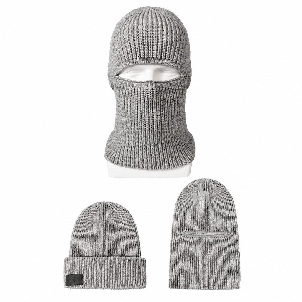 Cagoule tricotée chaude pour homme, bonnet d'hiver coupe-vent et masque facial pour temps froid