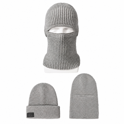 Cagoule tricotée chaude pour homme, bonnet d'hiver coupe-vent et masque facial pour temps froid