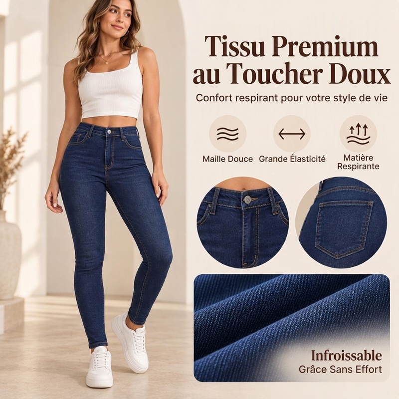 Jeans skinny stretch à taille haute pour femme