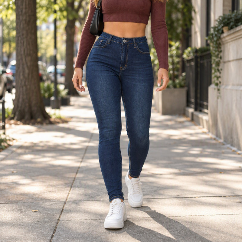 Jeans skinny stretch à taille haute pour femme