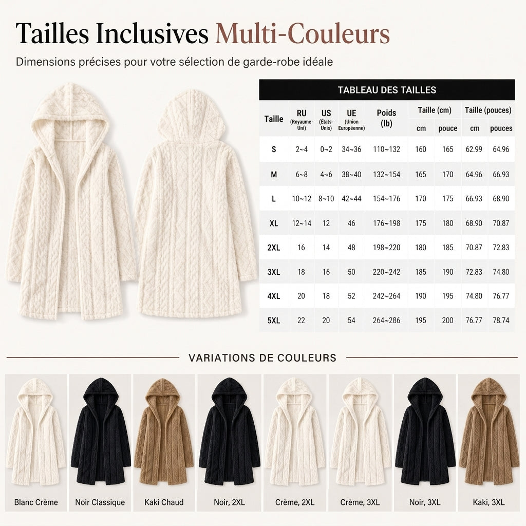 Manteau cardigan à capuche pelucheux décontracté pour femme