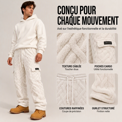 Pantalon cargo homme chaud et pelucheux en câble