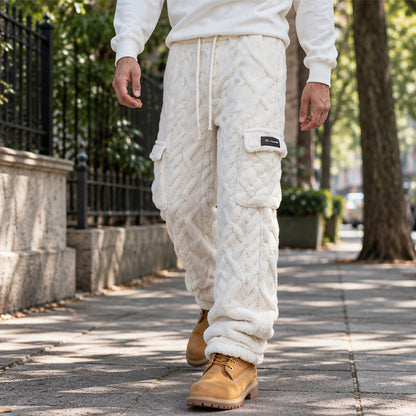 Pantalon cargo homme chaud et pelucheux en câble