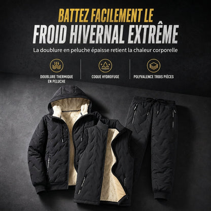 Ensemble d’hiver pour homme : veste matelassée à capuche et pantalon