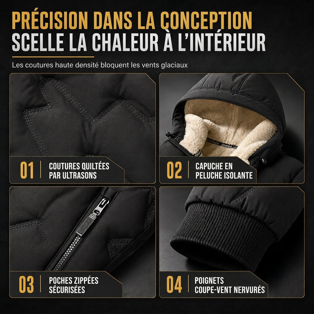 Ensemble d’hiver pour homme : veste matelassée à capuche et pantalon