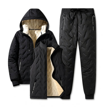 Ensemble d’hiver pour homme : veste matelassée à capuche et pantalon
