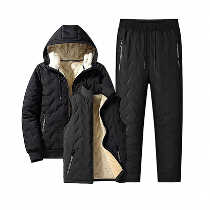 Ensemble d’hiver pour homme : veste matelassée à capuche et pantalon