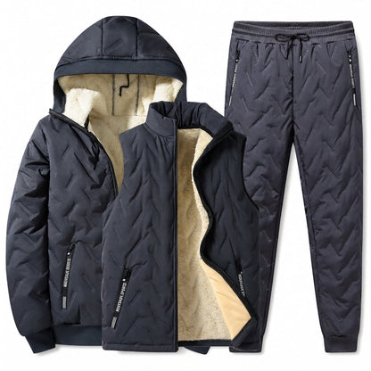 Ensemble d’hiver pour homme : veste matelassée à capuche et pantalon