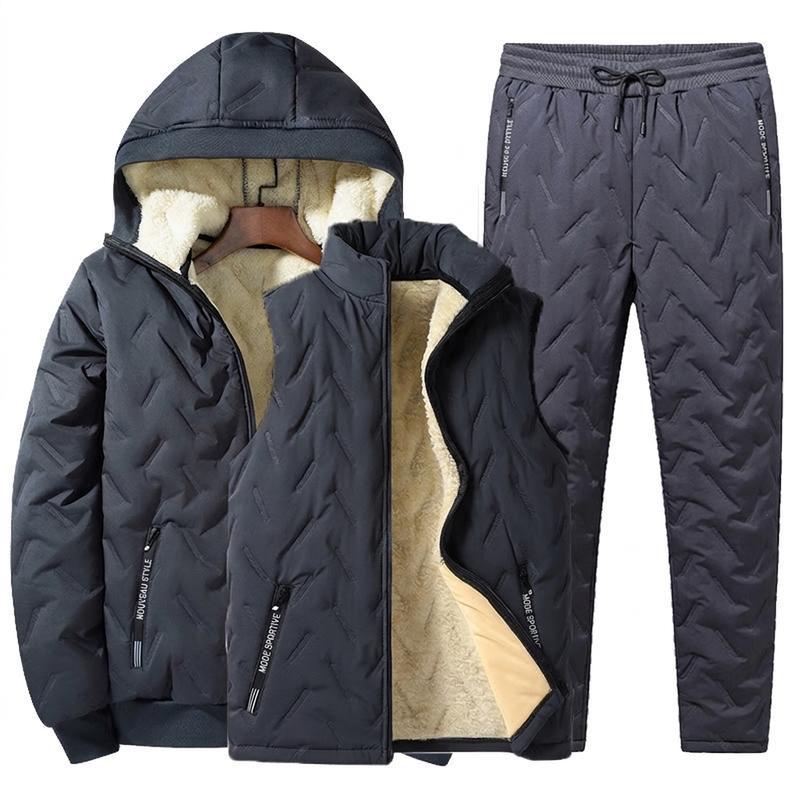 Ensemble d’hiver pour homme : veste matelassée à capuche et pantalon