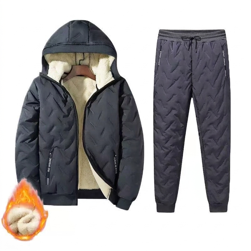 Ensemble d’hiver pour homme : veste matelassée à capuche et pantalon