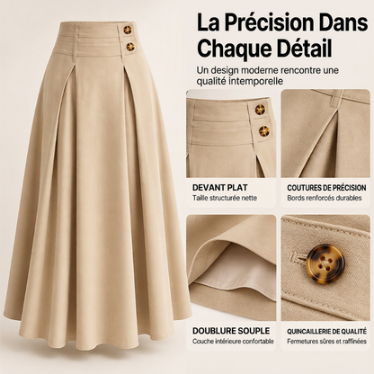Jupe longue évasée taille haute et plissée pour femme
