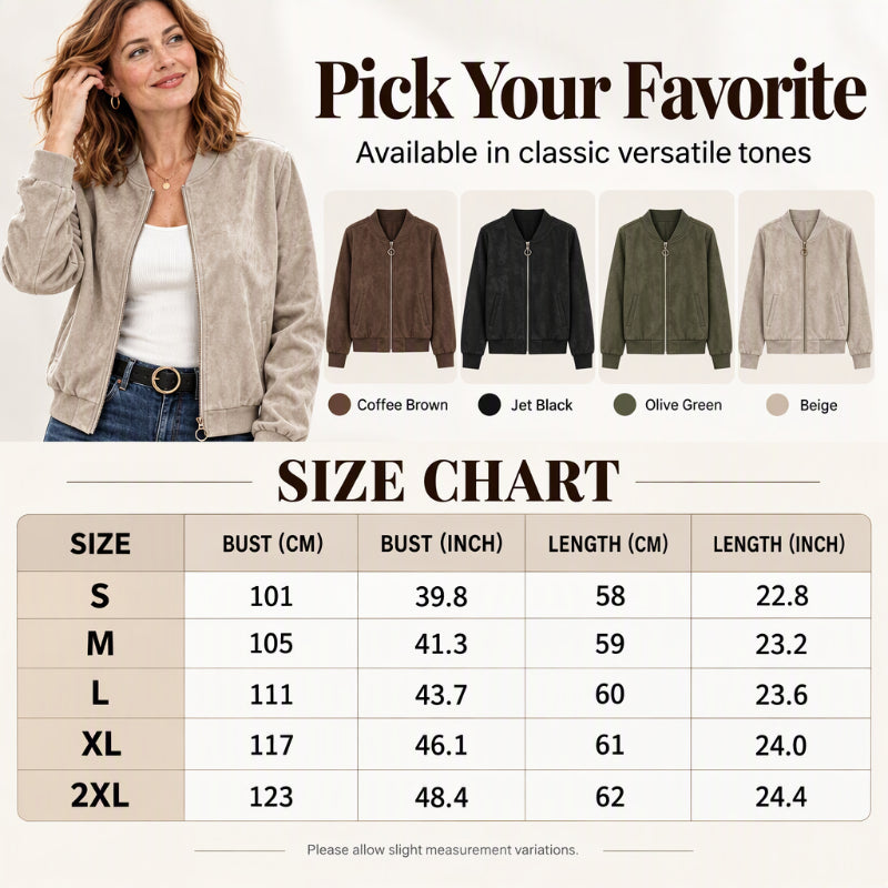 Veste bomber courte en fausse daim pour femme
