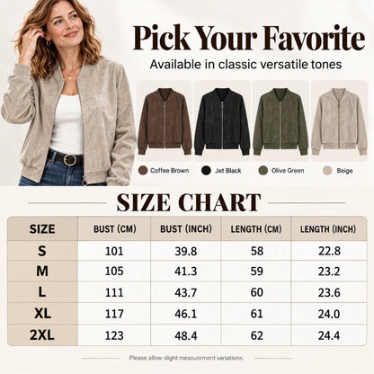 Veste bomber courte en fausse daim pour femme