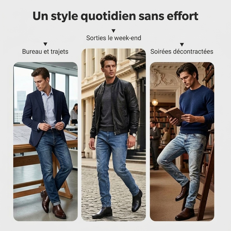 ⏳Offre spéciale à durée limitée⏰ Jean extensible moderne slim fit pour homme