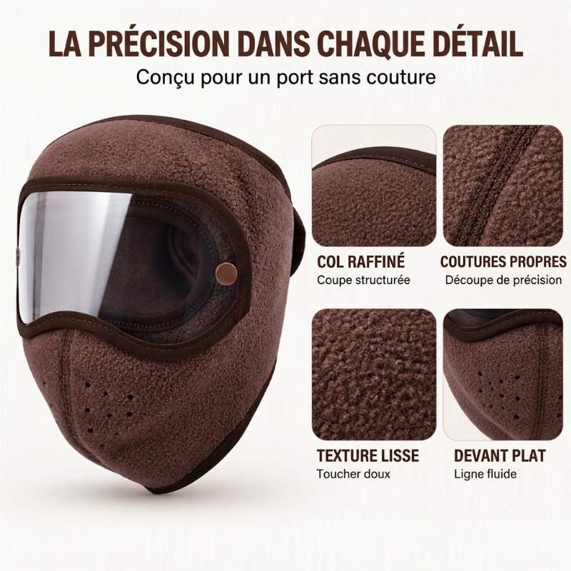 Masque facial d'hiver coupe-vent et chaud avec lunettes HD