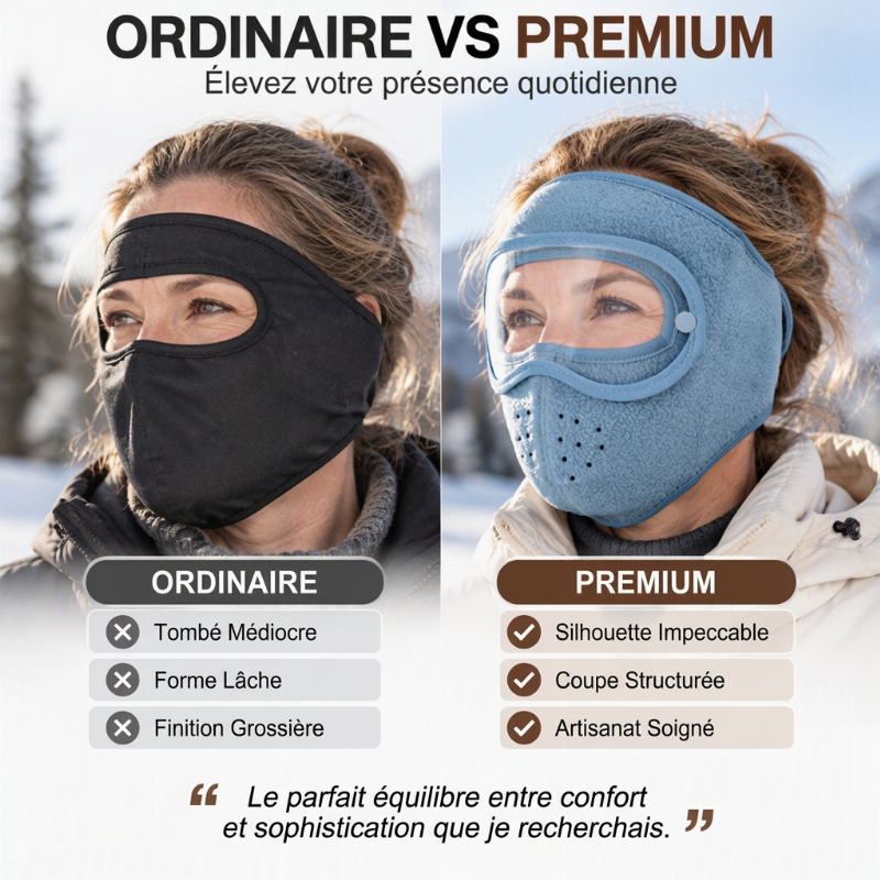 Masque facial d'hiver coupe-vent et chaud avec lunettes HD